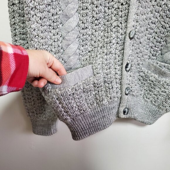 SEARS Vintage 80s Cable Knit Chunky Grandpa Cardigan Button Front Men’s Medium - Picture 5 of 10